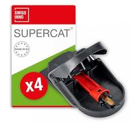 SWISSINNO Trappola per Topi PRO - 4 Trappole con Esca per Topi SuperCat | Trappole a scatto con burro di arachidi - sistema brevettato Easy Catch, riutilizzabili, igieniche, robuste, cattura rapida