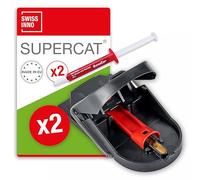 SWISSINNO Trappola per Topi PRO SuperCat - 2 trappole a scatto con esca al burro di arachidi - Sistema Easy Catch senza falsi scatti - Riutilizzabili igieniche affidabili - Include 2 siringhe di esca