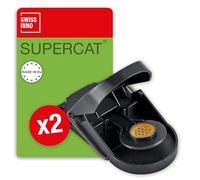 SWISSINNO Trappola per Topi SuperCat - 2 Trappole Riutilizzabili - Professionale con Esca Integrata al Burro di Arachidi - Trappola a Scatto Meccanica Potente per Uso Interno ed Esterno