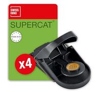 SWISSINNO Trappola per Topi SuperCat - 4 Trappole Riutilizzabili - Professionale con Esca Integrata al Burro di Arachidi - Trappola a Scatto Meccanica Potente per Uso Interno ed Esterno