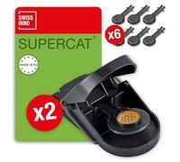 SWISSINNO Trappola per Topi SuperCat | Efficiente + Riutilizzabile con Esche al Burro di Arachidi | Cattura e Uccide Immediato | Per Uso Interno ed Esterno | 2X Trappole + 6X Esche