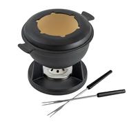 Swissmar Lucerne - Set da 10 pezzi per fonduta in ghisa, 2 l, ideale per sciogliere formaggio, cioccolato e carne, perfetto per collezione da cucina e regalo di nozze, nero opaco