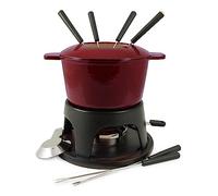 Swissmar Sierra F66705 - Set fonduta 11 pezzi, in ghisa/acciaio inox, rosso ciliegia, 1,6 l, set per carne, formaggio e cioccolato, per 4 persone, set regalo