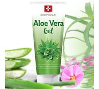 SwissMedicus Aloe Vera gel - 200 ml - Naturale, Viso - Corpo e capelli - Ideale per riparazioni da scottature solari - Eruzioni cutanee - Estratto di succo di aloe vera al 100%, 200 ml