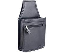 SWISSONA Borsa Cameriere - Marsupio da Cameriere in Similpelle con Tasche - Borsa Camerieri da Cintura per Bar e Ristorante - Scomparto Borsello Porta Soldi e Banconote - Nero