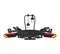 SwissOutdoor Portabici per bicicletta elettrica pieghevole, 2 biciclette, 60 kg, per gancio di traino, luci posteriori a LED, chiudibile, spina a 13 poli, pieghevole, per SUV Kombi Van | Fatbike, MTB