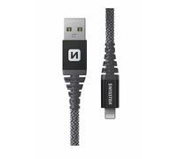 Swissten - Cavo USB/Lightning estremamente resistente - rinforzato con fibra Kevlar - Cavo di ricarica e per il trasferimento dati - Supporta la ricarica rapida fino a 60 W - 1,5 m - Nero