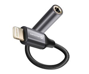 Swissten Adattatore audio Lightning-Jack 3.5mm iPhone, Nero