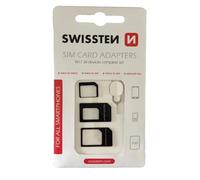 Swissten Adattatore per SIM 4 in 1 - adattatore da NanoSIM a MicroSIM, da MicroSIM a scheda SIM standard, da NanoSIM a scheda SIM standard - compatibile con tutti gli smartphone e tablet