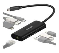 Swissten Adattatore USB multiport USB-C + HDMI 4K + USB + lettore di schede, Nero