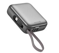 Swissten Batteria Esterna 10000mAh con Cavi USB-C e Lightning Ultra-Compatta, Argento