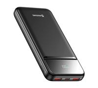 Swissten, Batteria Esterna 10000mAh con USB-C e 2 USB Schermo LED Compatta, Nero