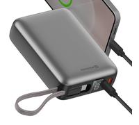 Swissten Batteria Esterna 20000mAh 45W con Cavo USB-C Integrato Porte USB-C USB, Argento