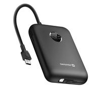 Swissten Batteria Esterna 20000mAh Cavi USB-C e Lightning Integrati Schermo LED, Nero