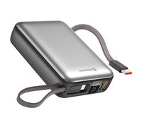 Swissten Batteria Esterna 20000mAh con Cavi USB-C e Lightning Compatta, Argento