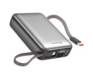 Swissten Batteria Esterna 20000mAh con Cavi USB-C e Lightning Compatta, Argento