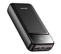 Swissten, Batteria Esterna 20000mAh con USB-C e 2 USB Schermo LED Compatta, Nero
