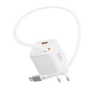 Swissten, Caricatore da Muro USB-A 30W con Cavo Retrattile USB-C 0.75m Integrato