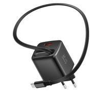 Swissten, Caricatore da Muro USB-A 45W con Cavo Retrattile USB-C 0.75m Integrato