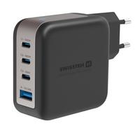 Swissten, Caricatore GaN 100W 3x USB-C + USB ricarica rapida compatto, Nero