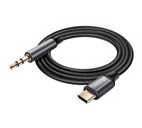 Swissten Cavo ausiliario USB-C a jack 3.5 mm Nylon Intrecciato 1.5m, Nero