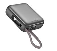 Swissten, Power Bank 10000mAh 35W con Cavi USB-C e Schermo LCD Compatto, Argento
