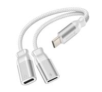Swissten Splitter audio/carica USB-C 2in1 nylon, Bianco