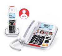 SWISSVOICE - Xtra 3355 Combo - DECT - Telefono fisso con filo + Cordless - Tasti grandi - Segreteria - Audio Boost - Suonerie forti - Compatibile apparecchi acustici - Blocco chiamate - Bianco