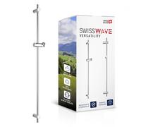 SwissWave - Barra Doccia Reno - Asta in Acciaio Inox e Supporti in ABS - Design Moderno - Fissaggi a Muro Regolabili - Lunghezza 1000 mm - Ristrutturazione Facile per Bagno - 100 cm - Cromo