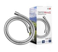 SwissWave - Flessibile Doccia Argento 1600mm | Mono Cono Girevole | PVC Certificato | Coni di Fissaggio in Metallo | Anti Graffio | Attacco 1/2", Argento (PVC)