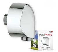 SwissWave - Presa d'Acqua Demi-Filettatura per Flessibile Doccia ABS Metallo - Design Murale Sicurezza Integrata Stile Classico per Bagno - Ø 30mm - Cromo