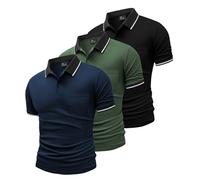 SwissWell 3 Pezzi Polo Uomo Manica Corta Traspirante Estiva Golf Polo Shirt, Nero+ Blu Navy+Verde Militare 3XL
