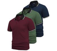 SwissWell 3 Pezzi Polo Uomo Manica Corta Traspirante Estiva Golf Polo Shirt, Verde Militare+Bordeaux+Navy 3XL