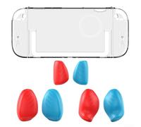 Switch 2 - Cover protettiva con doppia impugnatura, custodia rigida trasparente, design ergonomico, compatibile a sgancio rapido, protezione leggera per console da 24,2 cm (trasparente+blu rosso)