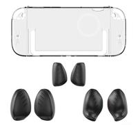 Switch 2 - Custodia protettiva con doppia impugnatura, custodia rigida trasparente, design ergonomico, compatibile con console leggera a sgancio rapido, 24,2 cm (trasparente+nero)
