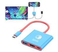 Switch 2 Dock, sostituzione per Nintendo Switch 2 Dock Supporto 4K/60HZ Modalità TV Compatibile Nintendo 2, Portatile Travel Switch 2 Docking Station con HDMI2.0/PD 100W/USB3.0 Porta (rosso e blu)