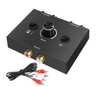 Switch Audio Stereo RCA 2-In-1-Out Analog With Volume Control, Bidirectional Aux Selector Box With Cable for Computer/CD Player/PC Speaker