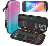 Switch Case for Nintendo 2 with Screen Protectors, Travel Carrying Case for Nintendo Switch 2, Large Portable Switch Game Accessories Bag (Pink Blue)