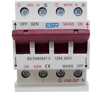 Switch Commutatore da 125 Amp con condotto sbarra, generatore / trasferimento alla rete, monofase, con montaggio su guida DIN
