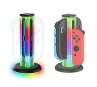 Switch Controller Dock di ricarica per Nintendo Switch 2.4 in 1 Stazione di ricarica compatibile con modello OLED con 6 modalità luce RGB