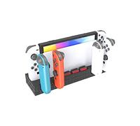 Switch Controller Dock Station di ricarica per Nintendo Switch & OLED Joycons, Fashion Brick Shape Switch Giochi Organizer 4 Controller Charger Stand, 8 Slot Game Card Storage (nero)
