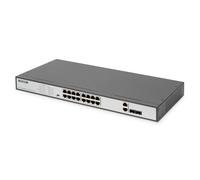 Switch di rete Digitus 16 Port Fast Ethernet PoE Switch, 19 Inch, Unmanaged, 2 Uplinks [DN-95342-1]
