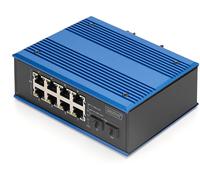 DIGITUS industrieller 10 Port PoE Gigabit Ethernet Switch - 8 RJ45 Ports - 2 SFP