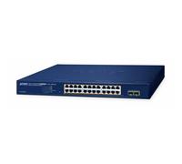 Switch di rete PLANET 24-Port 10/100/1000T 802.3at PoE + 2-Port 1000X SFP Web Smart Ethernet [260W Budget, 802.1Q VLAN, Link Aggregation, IGMP Gestito L2 Gigabit [10/100/1000] Supporto Power over [PoE