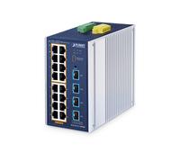 Planet IP30 Industrial L2+ 16-Port 10/100/1000T 802.3at PoE + 4-Port 10G SFP+ Managed Switch (-40~75 degree)