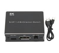 Switch DisplayPort ad alta risoluzione 8K compatibile, bidirezionale 2 ingressi/1 uscita o 1 ingresso/2 uscite con alimentazione esterna e
