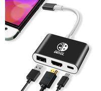 Switch Dock 3 in 1 per Switch/OLED, porta USB 3.0, docking station portatile da viaggio per Nintendo, adattatore TV con HDMI 4K (nero+bianco)