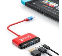 Switch Dock per Nintendo Switch/OLED, 3 in 1 Switch TV Adattatore con 4K HDMI, USB 3.0 Port, Type C 100W PD, Portable Docking Station Travel per Nintendo Switch/Switch OLED (rosso e nero)
