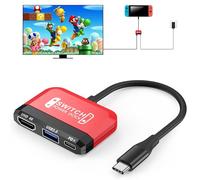 Switch Dock per Nintendo Switch/OLED, 3 in 1 Switch TV Adattatore con 4K HDMI, USB 3.0 Port, Type C 100W PD, Portable Docking Station Travel per Nintendo Switch/Switch OLED (Rosso)