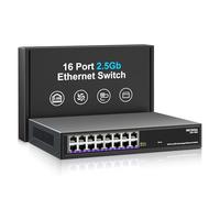 Switch Ethernet 2.5Gb a 16 porte non gestito, NICGIGA Switch di rete 2.5G a 16 porte, Plug & Play, design da scrivania o per montaggio su rack da 19 pollici, struttura in metallo senza ventola.